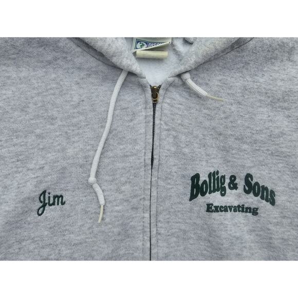 Vtg Discus Athletic Full Zip Hoodie 90s Sweatshirt Sz Large "Jim" Graphic Print - Picture 3 of 9